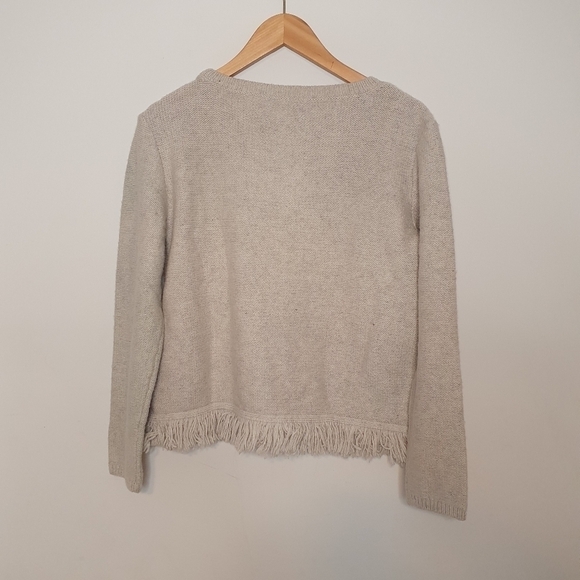 Lou & Grey Wool Blend Sweater With Frayed Hem in Size Medium - Picture 3 of 7